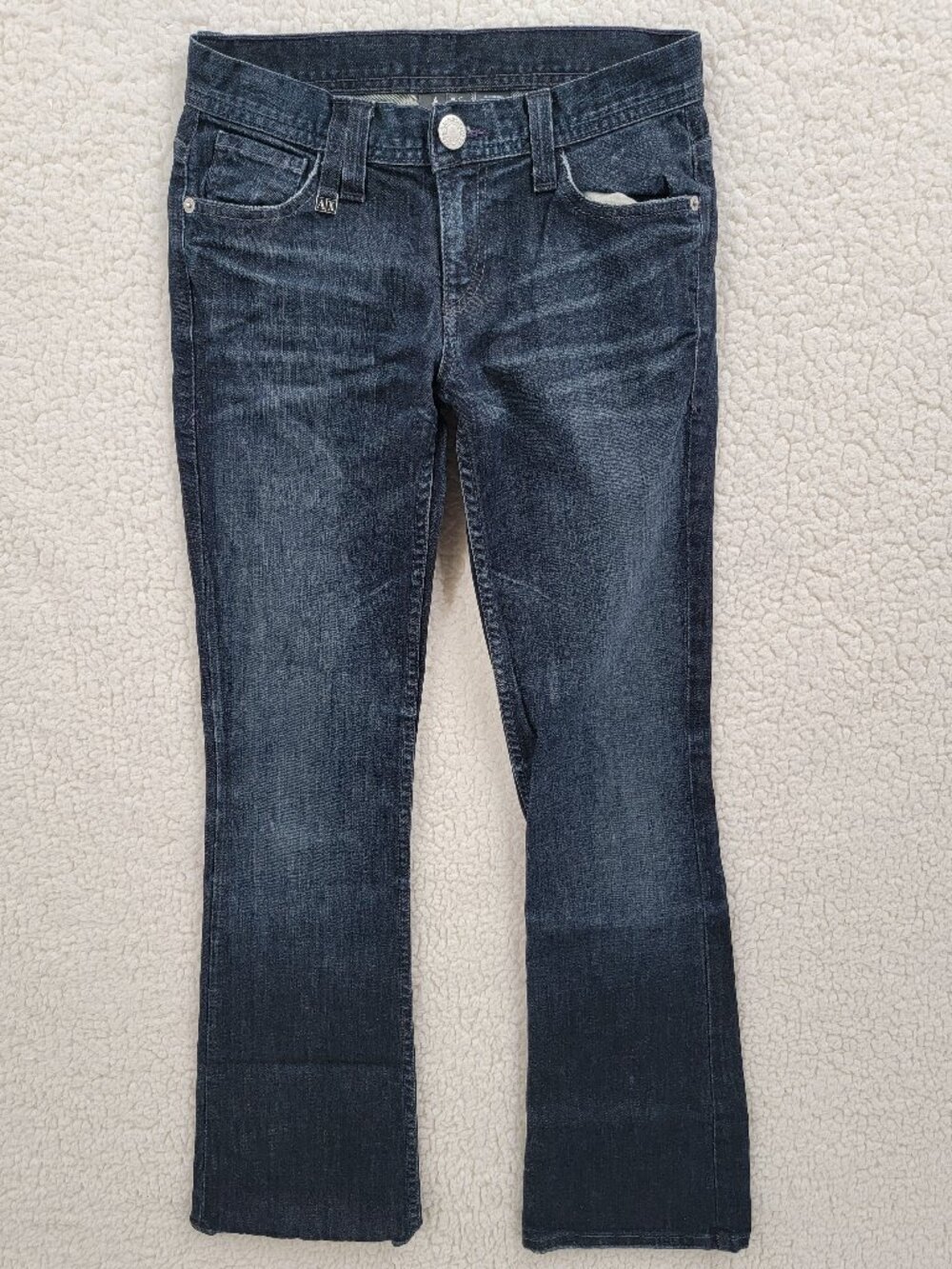 Armani Exchange A|X Women's Low Rise Bootcut Jeans Dark Wash Size 0 Short